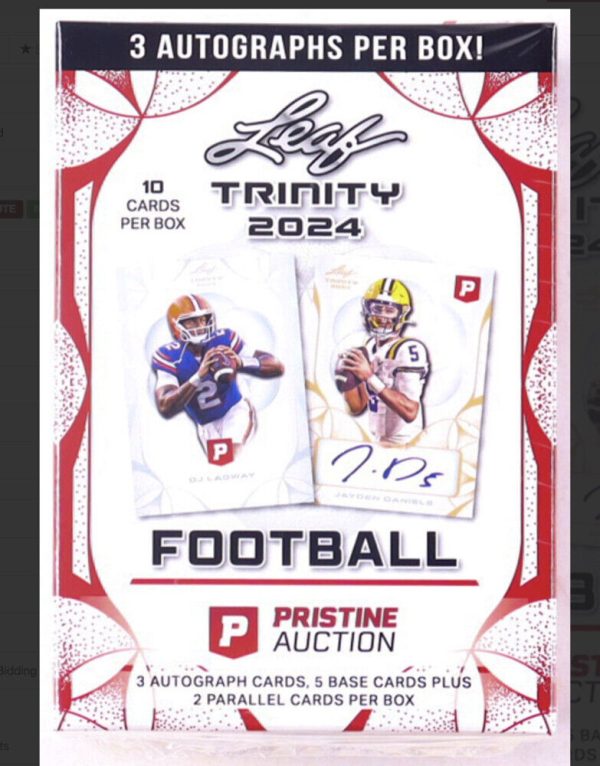 2024 Leaf Trinity x Pristine Auction Collab Sealed Football Card Box w/ 3 Autos