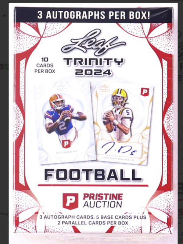 2024 Leaf Trinity x Pristine Auction Collab Sealed Football Card Box w/ 3 Autos