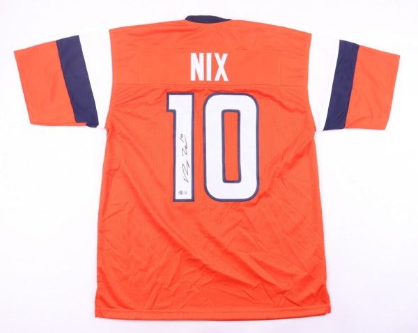 Bo Nix Signed Custom Denver Orange Football Jersey Auto Beckett COA