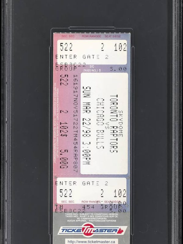 1998 Michel Jordan Game-Winning Shot #24 Last Season As A Bull Ticket PSA