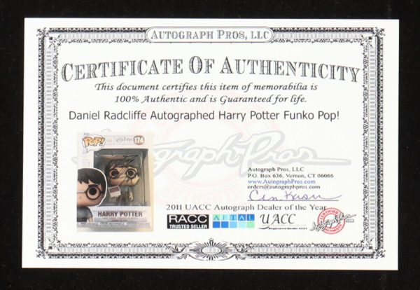 Daniel Radcliffe Signed Harry Potter Funko Pop 174 Autograph COA