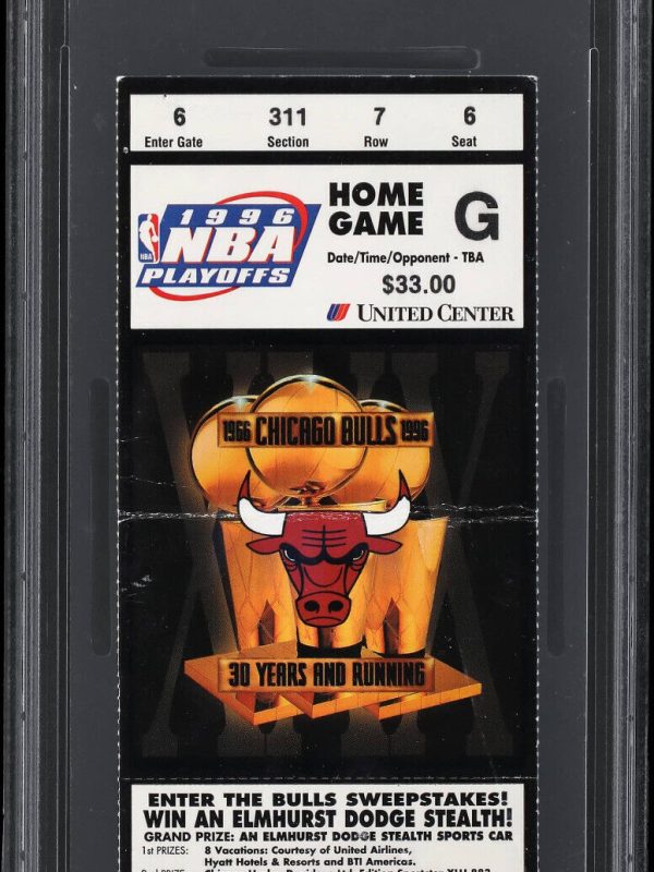 1996 NBA Finals Game 2 Bulls Ticket Michael Jordan 4th MVP/Trophy PSA
