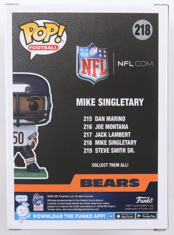 Mike Singletary HOF Signed Chicago Bears Funko Pop #218 AUTO BAS Hologram