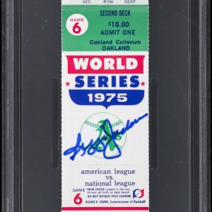 Reggie Jackson 1975 Signed Baseball World Series Gm 6 Ticket PSA/DNA GEM MT 10