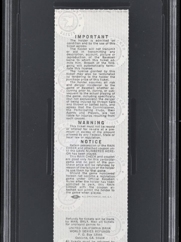 Reggie Jackson 1975 Signed Baseball World Series Gm 6 Ticket PSA/DNA GEM MT 10