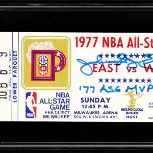 1977 Julius Erving Signed Inscribed MVP NBA All-Star Game Ticket Stub - PSA