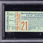 SANDY KOUFAX WIN #61 GIL HODGES 3HRS #367-369 MAURY WILLS 2HRS 1962 TICKET PSA 3