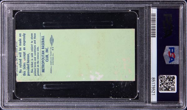 SANDY KOUFAX WIN #61 GIL HODGES 3HRS #367-369 MAURY WILLS 2HRS 1962 TICKET PSA 3