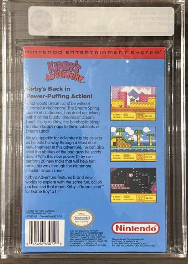 1993 Nintendo NES Kirby's Adventure Graded VGA 85 NM+ New Complete In Box