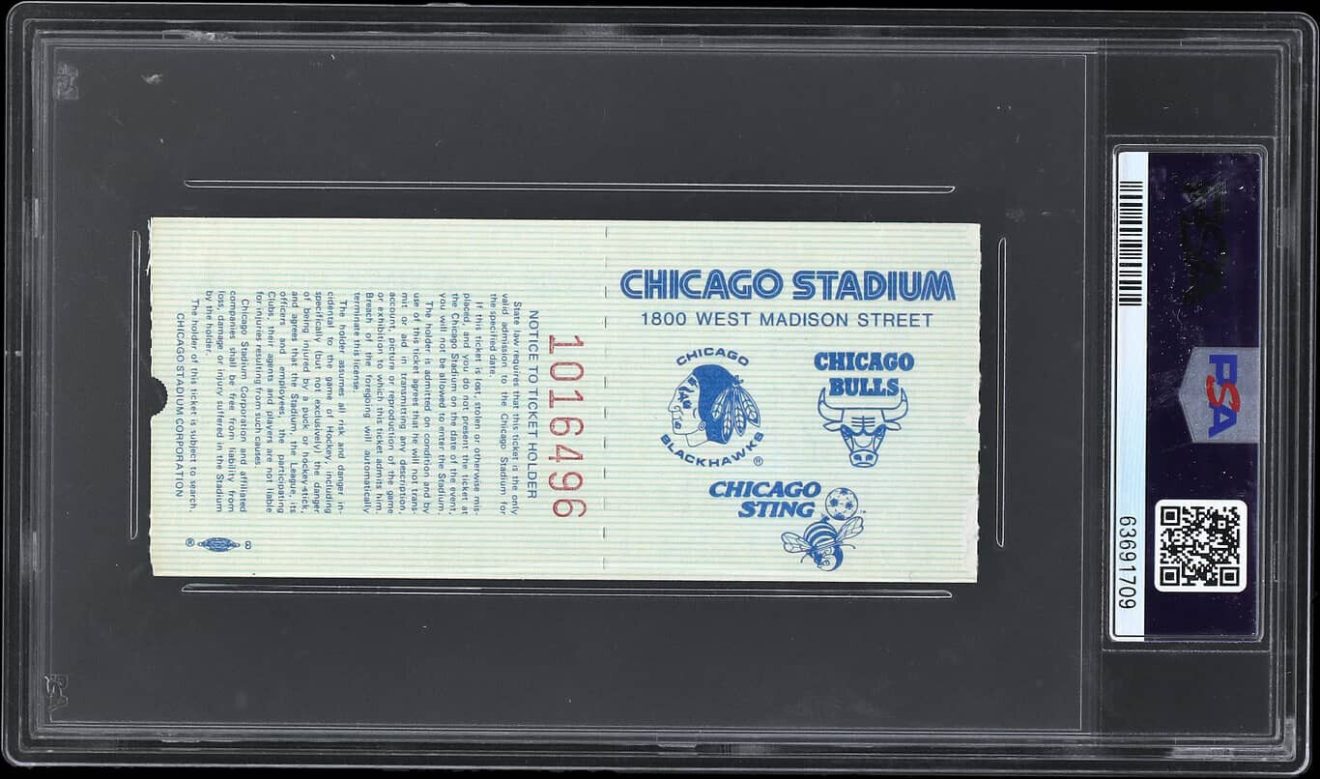 1985 - Michael Jordan Game #45, Win #24 Rookie Ticket Stub Bulls PSA 5 EX