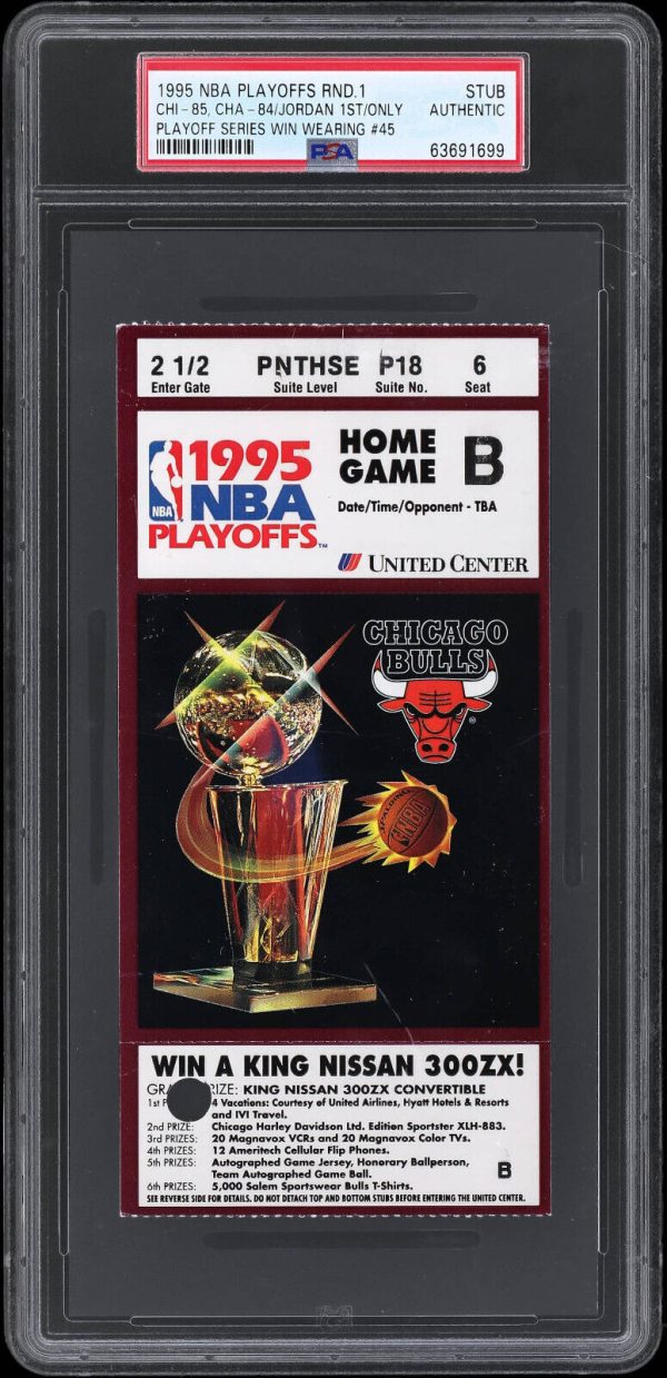 1995 Michael Jordan 1st/Only Playoff Series Win Wearing #45 Ticket Stub PSA