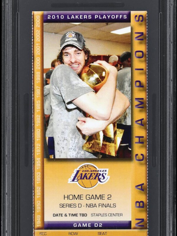2010 NBA FINALS GAME 2 FULL TICKET LAKERS/CELTICS KOBE BRYANT 21 PTS MVP PSA 10