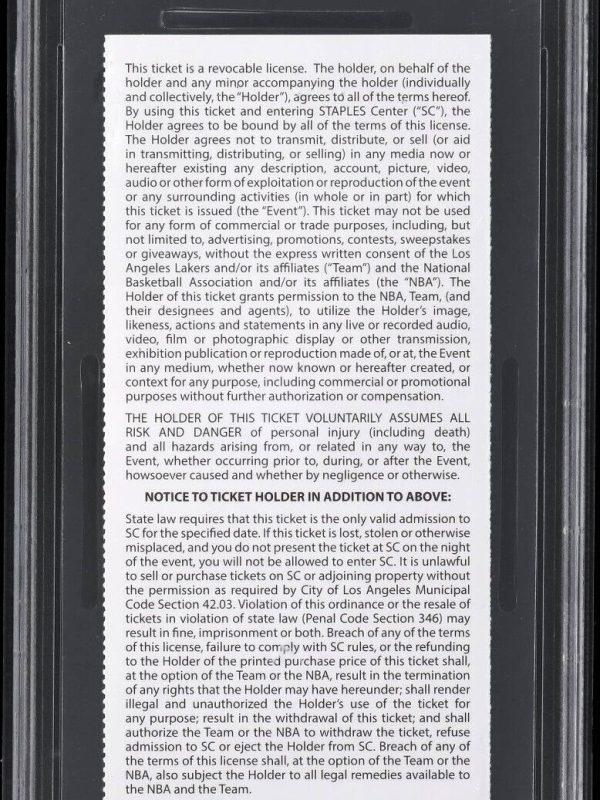 Nov. 30, 2014 - Kobe Bryant 20th Career Triple Double Full Ticket - Lakers PSA