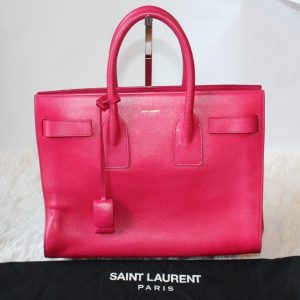 Yves Saint Laurent Pink Leather Sac de Jour Women's Shoulder Bag with dust bag