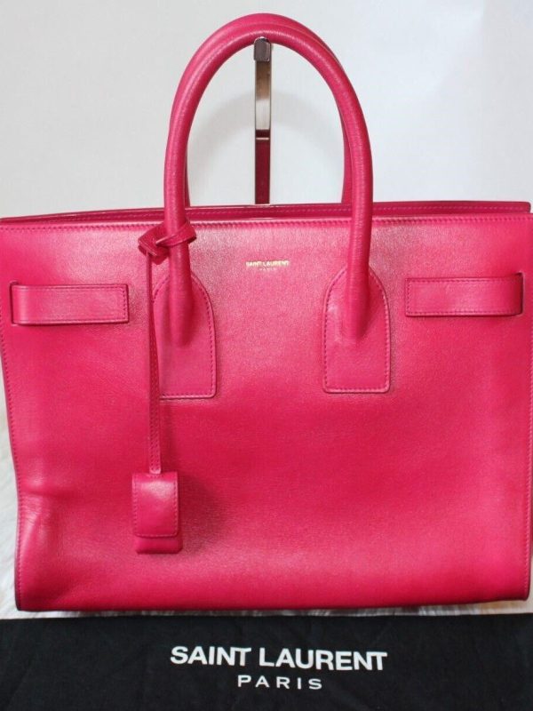Yves Saint Laurent Pink Leather Sac de Jour Women's Shoulder Bag with dust bag