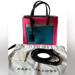 MARC JACOBS Shoulder Bag MultiColor Blue Pink Durable Leather Complete Set