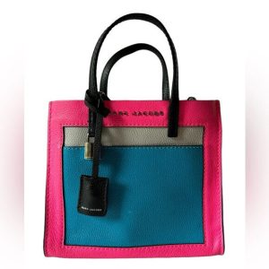 MARC JACOBS Shoulder Bag MultiColor Blue Pink Durable Leather Complete Set
