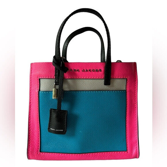 MARC JACOBS Shoulder Bag MultiColor Blue Pink Durable Leather Complete Set