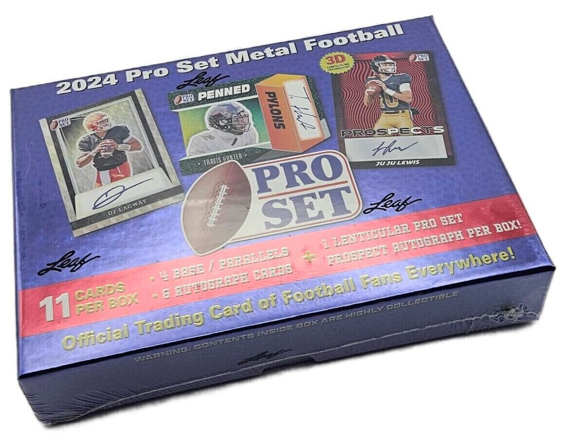 2024 Leaf Pro Set Metal Football Factory Sealed Hobby Box 11 Cards 7 Autographs!