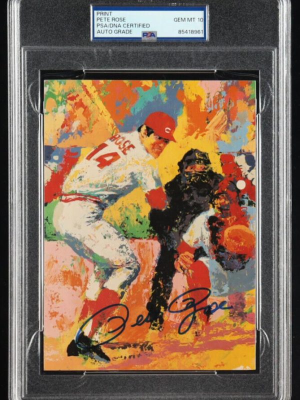 Leroy Neiman 'Charlie Hustle-Pete Rose' Print Signed By PETE ROSE AUTO PSA 10