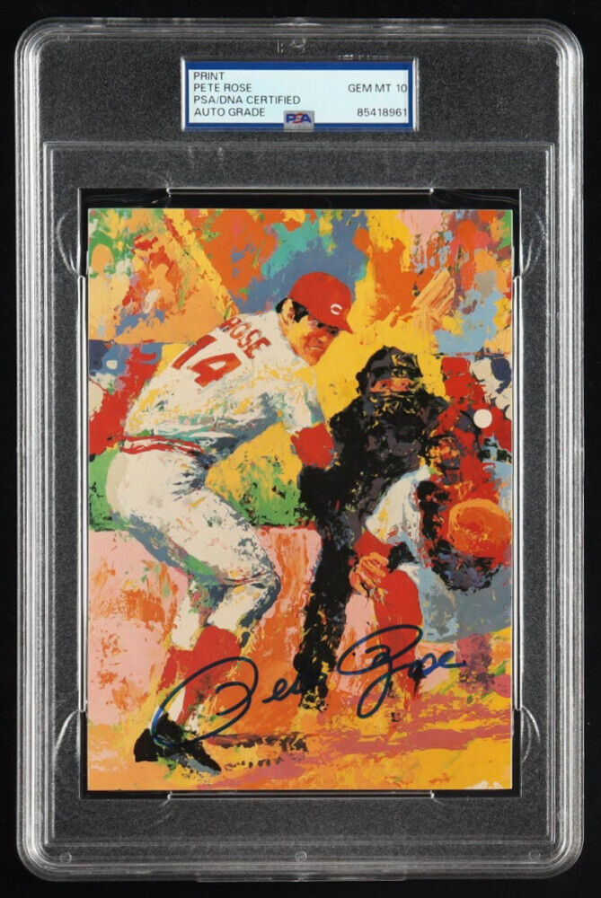 Leroy Neiman 'Charlie Hustle-Pete Rose' Print Signed By PETE ROSE AUTO PSA 10