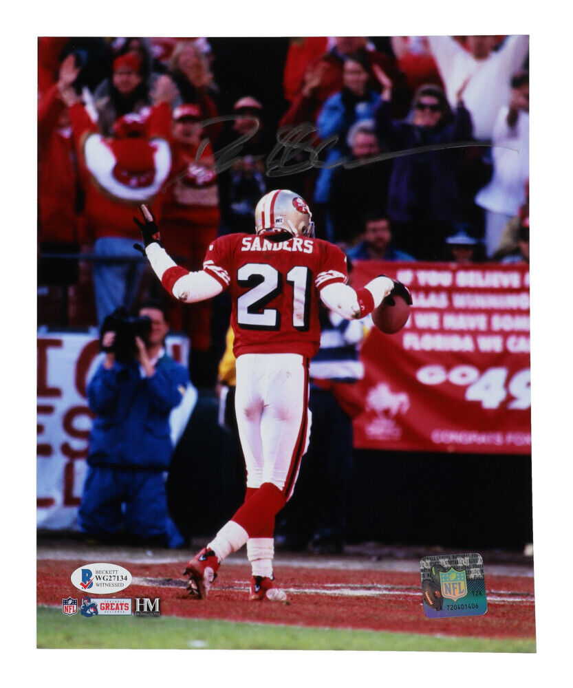 Deion Sanders Autographed/Signed San Francisco 49ers 8x10 Photo Beckett