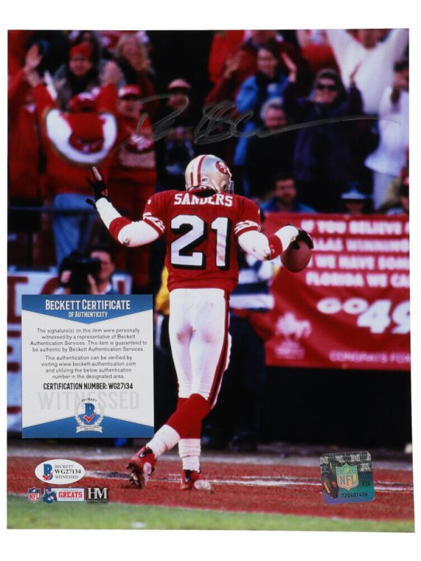 Deion Sanders Autographed/Signed San Francisco 49ers 8x10 Photo Beckett