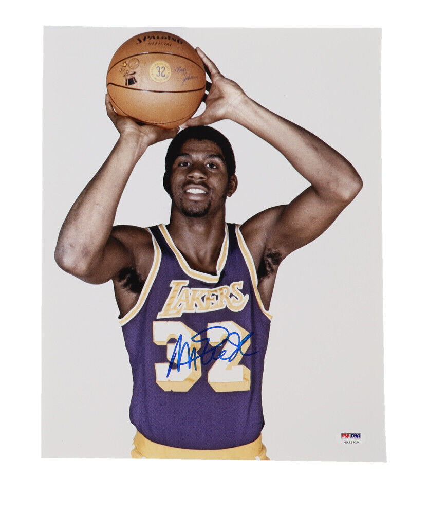 Lakers Magic Johnson Signed Autograph 11x14 Basketball Photo PSA COA