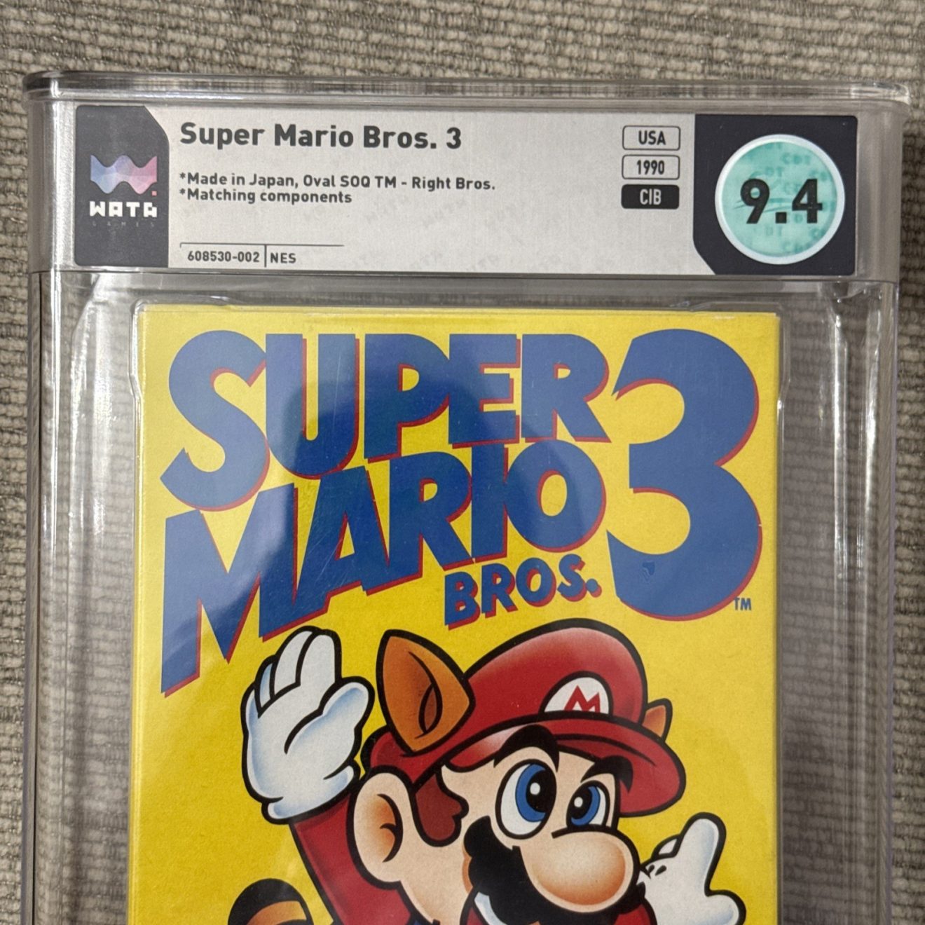 Super Mario Bros. 3 (Nintendo NES, 1990) Right Bros WATA Graded 9.4 CIB POP 2