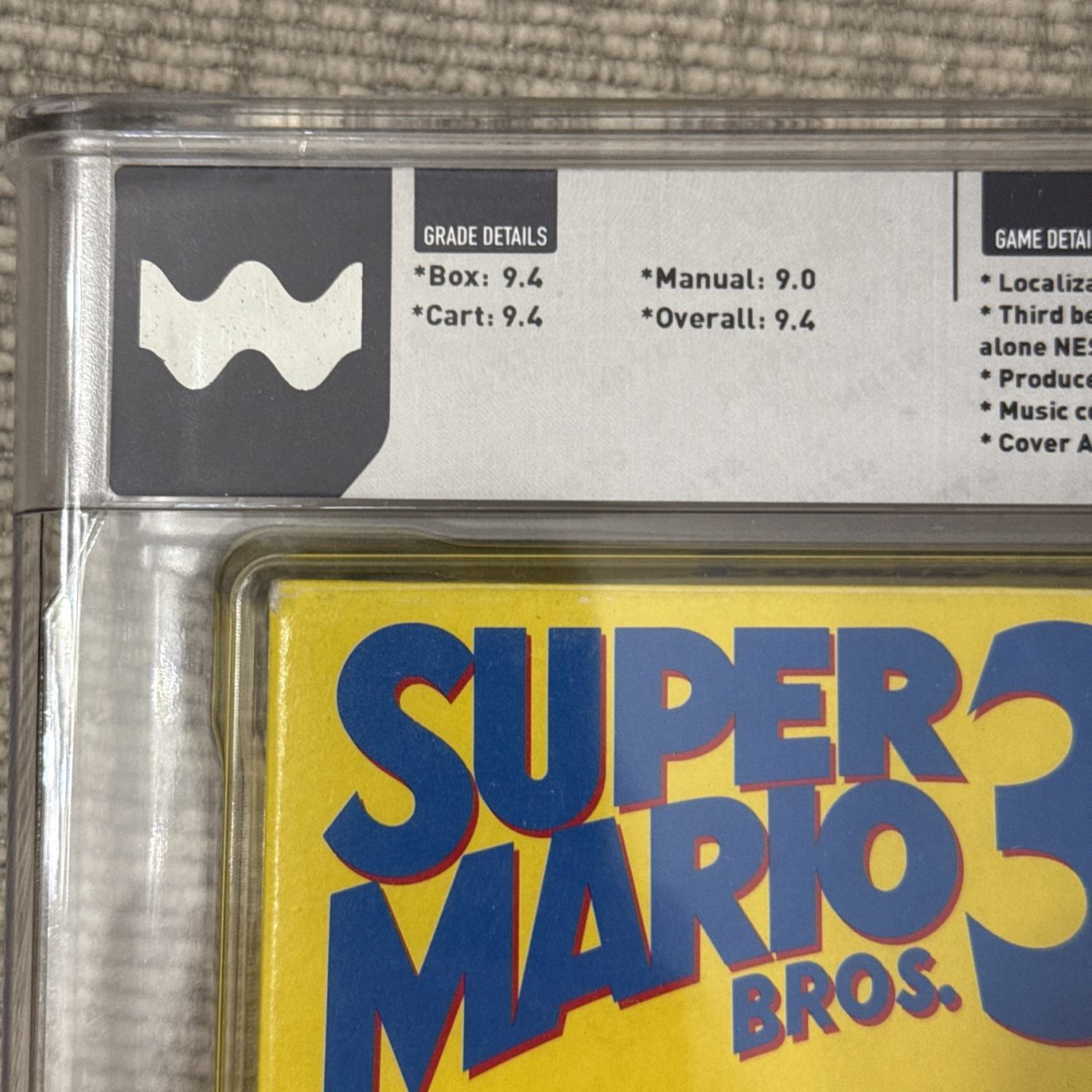 Super Mario Bros. 3 (Nintendo NES, 1990) Right Bros WATA Graded 9.4 CIB POP 2