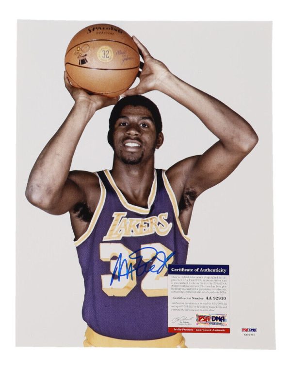 Lakers Magic Johnson Signed Autograph 11x14 Basketball Photo PSA COA