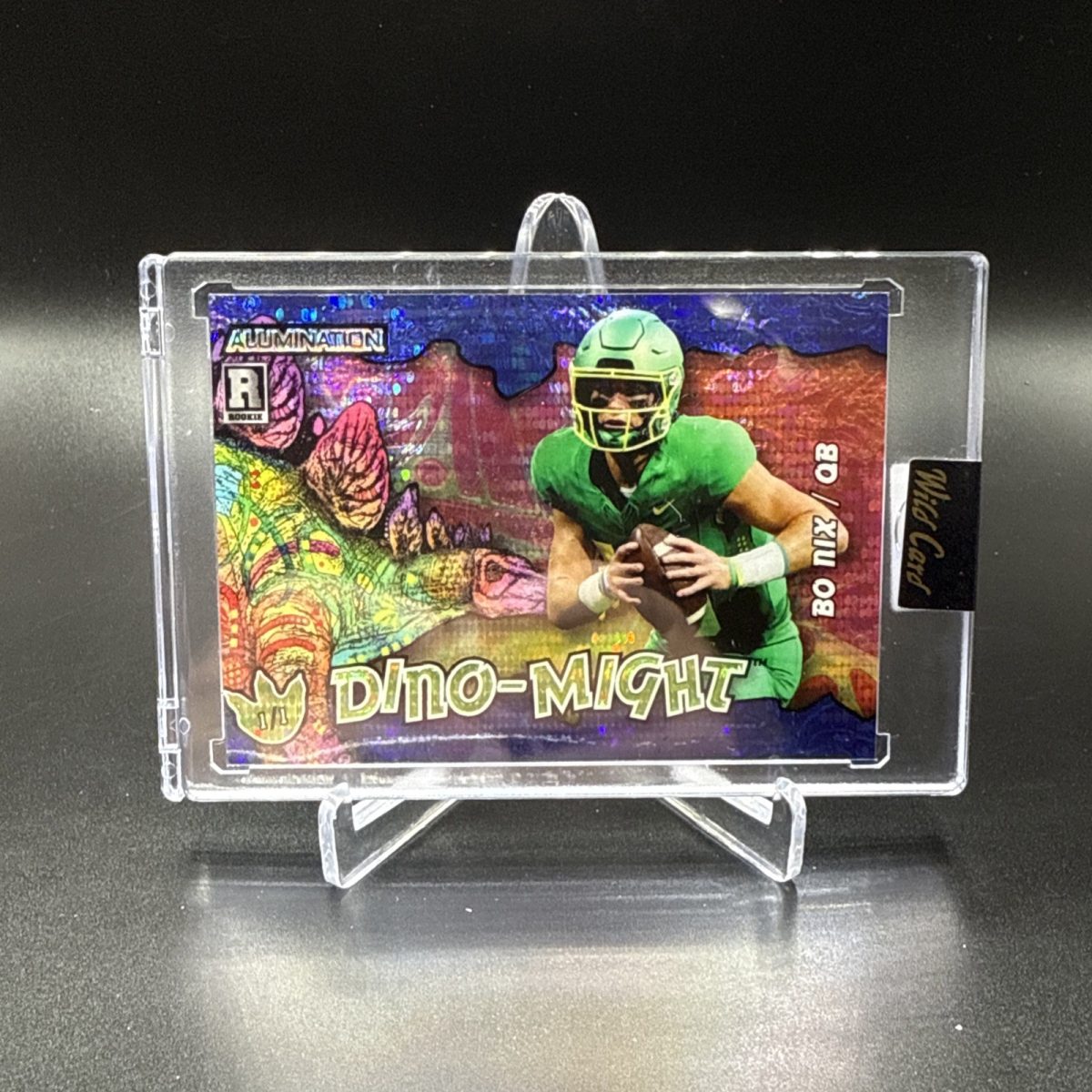 Bo Nix 2023 Wild Card Alumination Dino Might Blue Lava 1/1