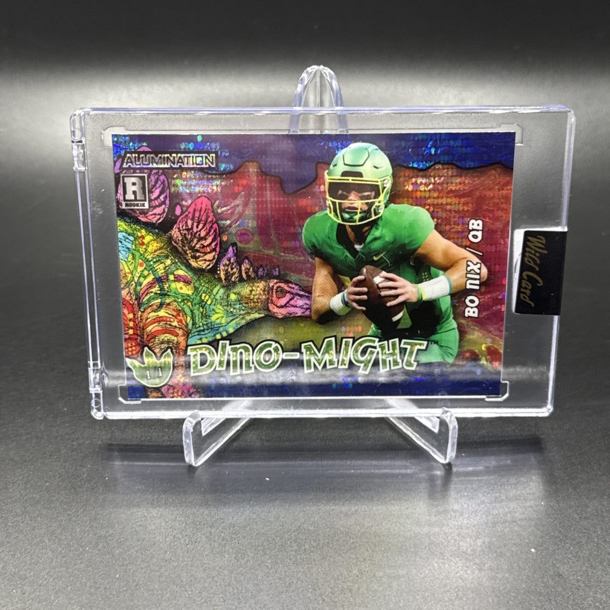 Bo Nix 2023 Wild Card Alumination Dino Might Blue Lava 1/1