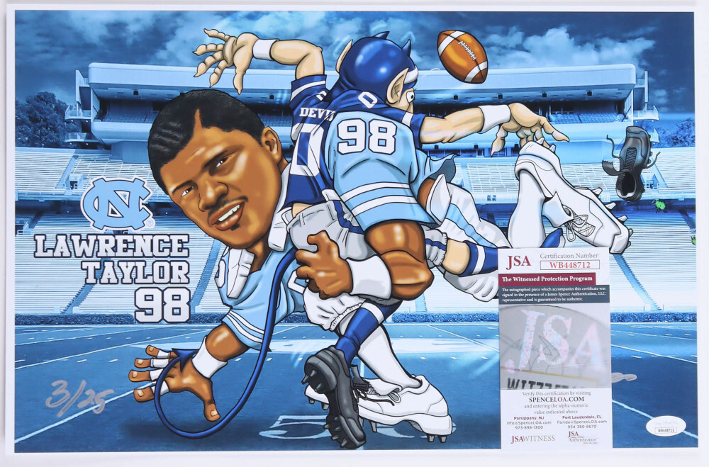Lawrence Taylor Signed Limited Edition North Carolina Tar Heels 11x17 Photo JSA