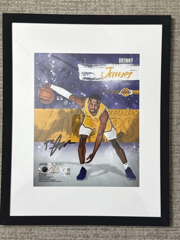 Bronny James Los Angeles Lakers Signed Auto Photo & Framed 12x14 Fanatics COA