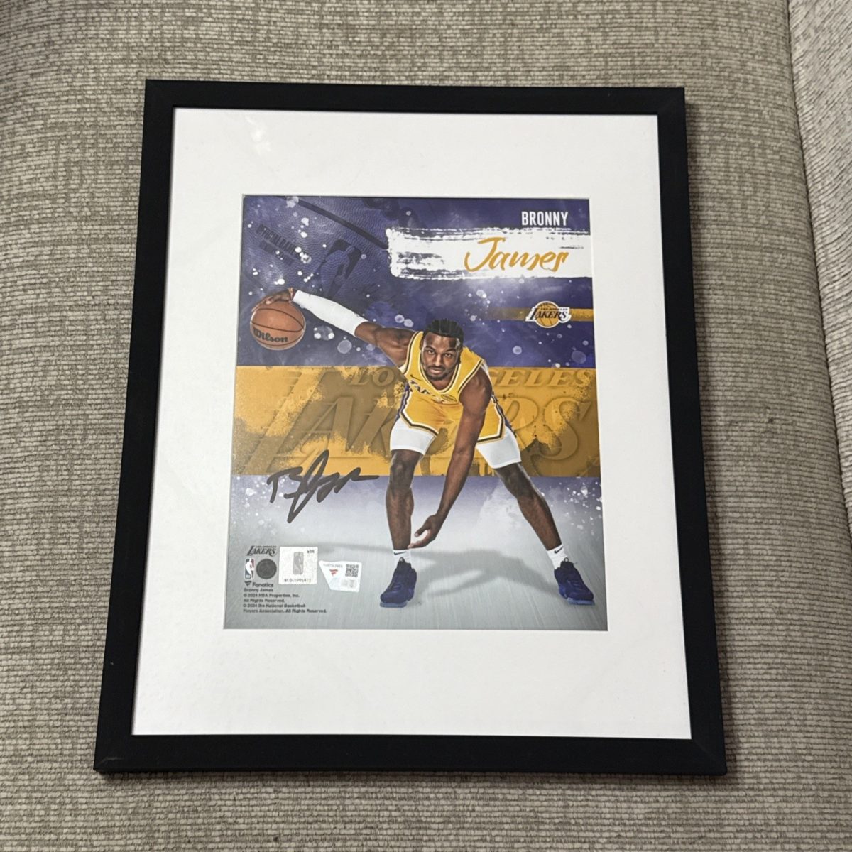 Bronny James Los Angeles Lakers Signed Auto Photo & Framed 12x14 Fanatics COA