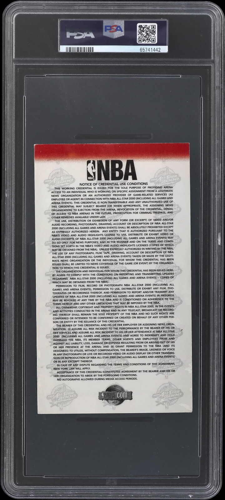 2000 NBA All Star Game Shaquille O'Neal Signed Ticket MVP Kobe Bryant ASG#2 PSA