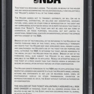 2002 NBA All Star Game Full Ticket MVP Kobe Bryant Authentic PSA 4 EX