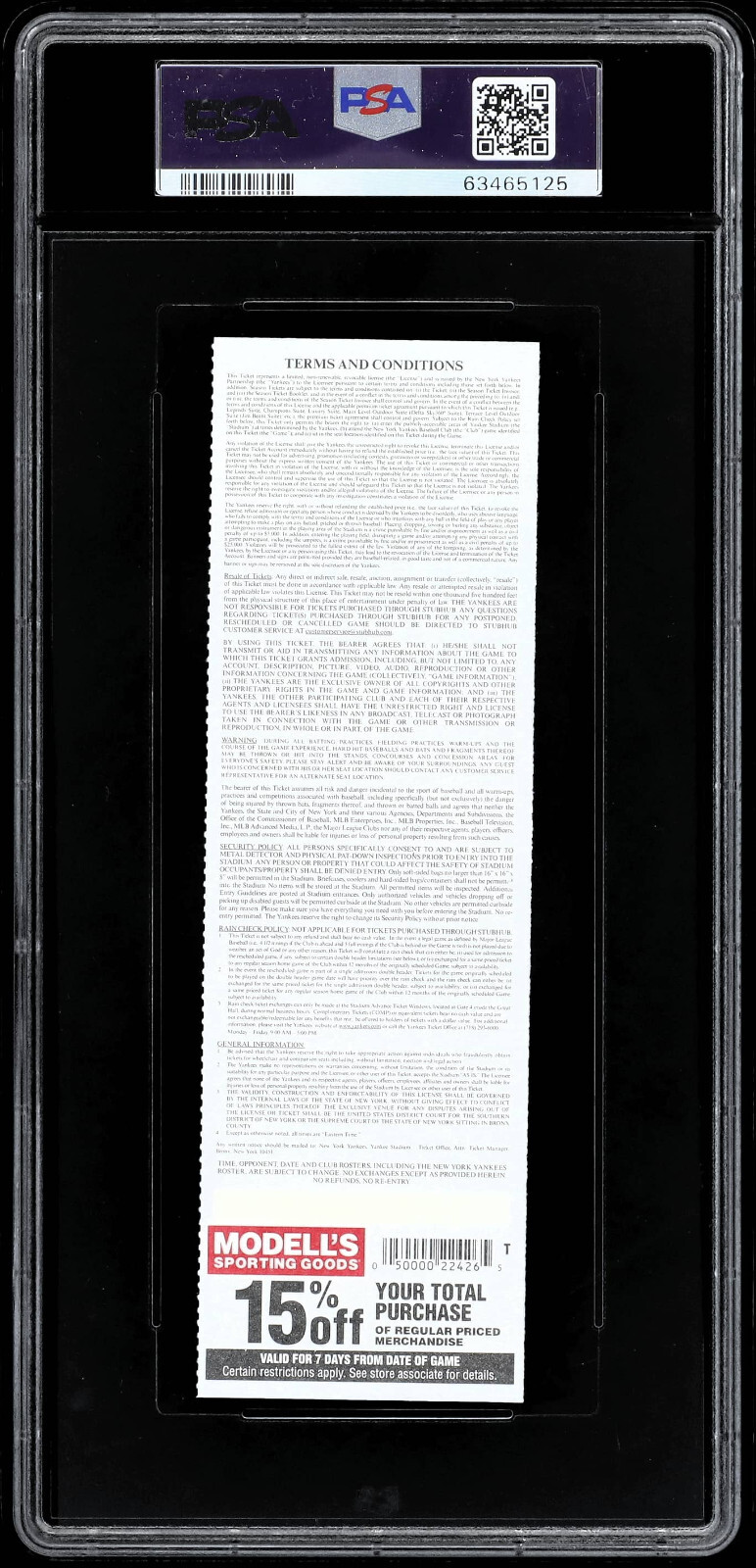 2011 Derek Jeter 3000th Hit FULL Ticket Stub PSA 6 Yankee Stadium Hall of Fame