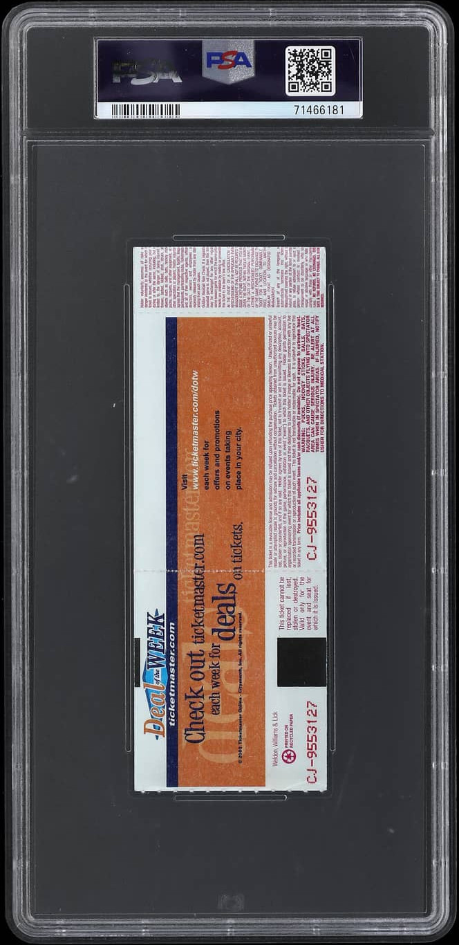 Jan. 14, 2002 - Kobe Bryant 56-Point Game Full Ticket PSA EX 5