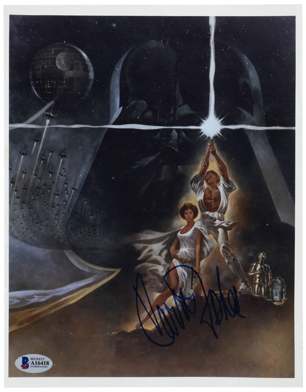 Carrie Fisher 8x10 Signed & Framed Original Star Wars Photo Lucas Beckett LOA