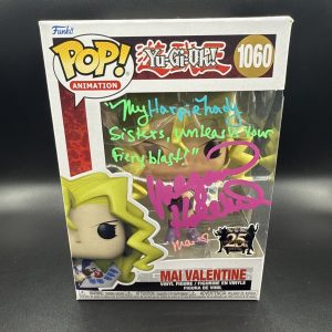 Megan Hollingshead YuGiOh Mai Valentine #1060 Exclusive Signed Funko COA W/ Case