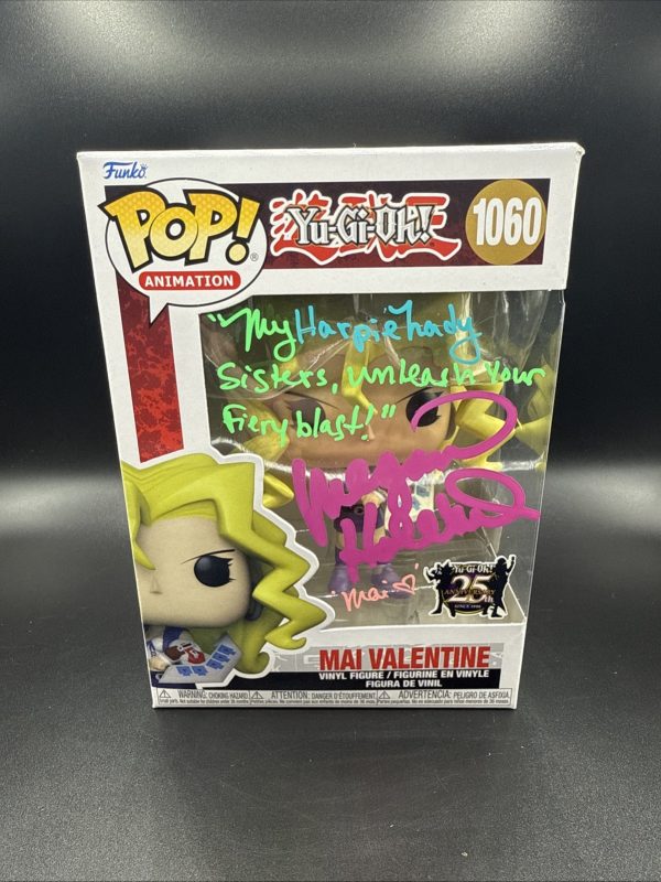 Megan Hollingshead YuGiOh Mai Valentine #1060 Exclusive Signed Funko COA W/ Case