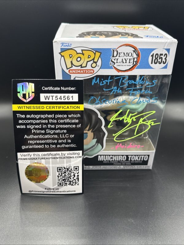 Demon Slayer Muichiro Tokito Funko Pop Signed Inscribed by Griffin Burns COA
