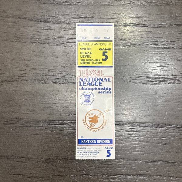 1984 National League Championship Series Ticket Game 5 Padres vs Cubs