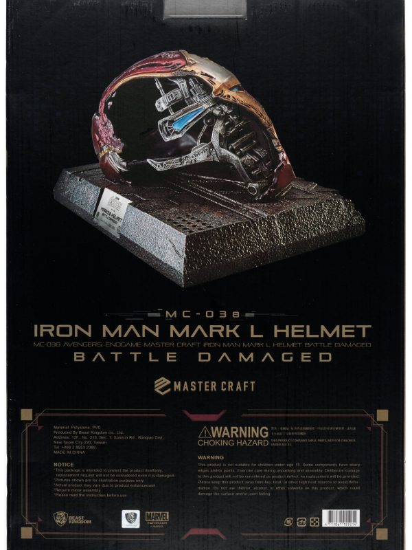 BEAST KINGDOM Marvel Avengers Endgame Iron Man Mark-L Helmet Battle Damaged NEW