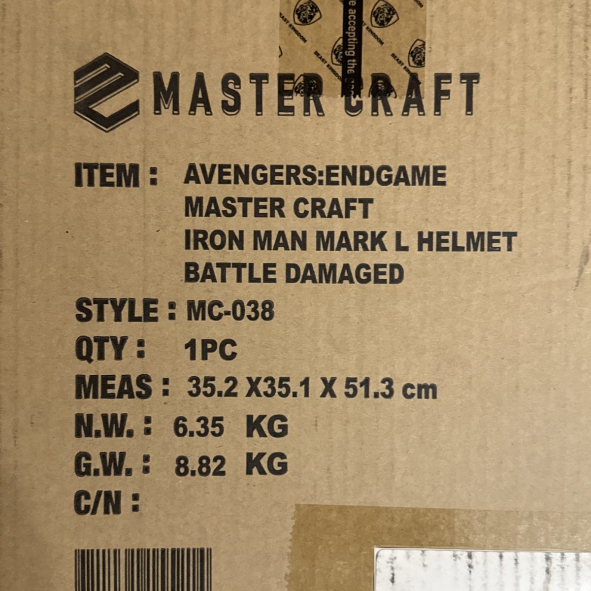 BEAST KINGDOM Marvel Avengers Endgame Iron Man Mark-L Helmet Battle Damaged NEW
