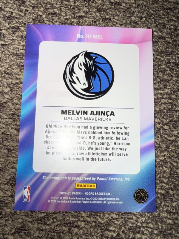 Melvin Ajinca Rookie Auto 2024-25 Hoops Rookie Ink #RI-MEL - Dallas Mavericks