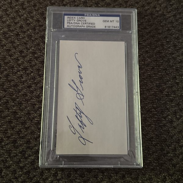 Lefty Grove Gem Mint 10 PSA DNA Coa Signed 3x5 Index Card Autographed
