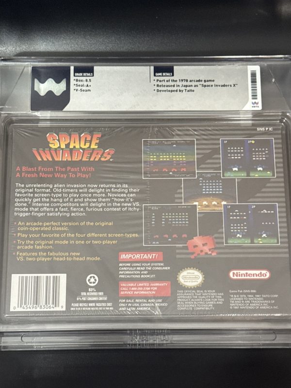 Space Invaders (SNES, Super NES) WATA 8.5 A+ New Sealed Graded CGC VGA 1997